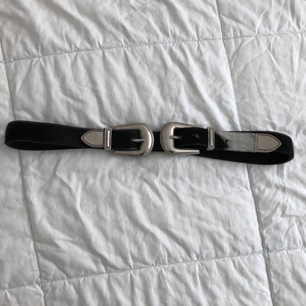 LF cowhide double buckle belt